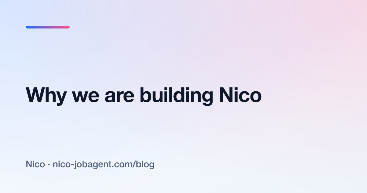 Nico wordmark on a soft blue and pink gradient